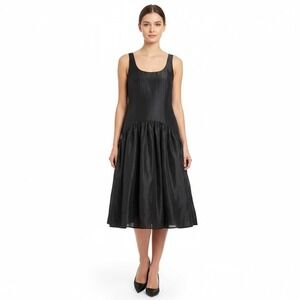 Hutch Dress Womens Size 6 Black Sleeveless Midi Drop Waist Shimmer Evening Cockt